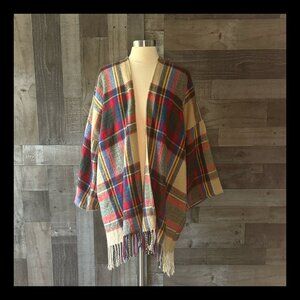 Anthropologie Do Everything In Love rainbow plaid open cardigan OS Christmas